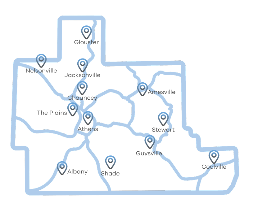 Athens County service area map
